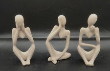Set of 3 Figurines Ultra Modern Contemporary Hear, Speak, See No Evil New in Box picture