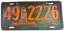 Nebraska 1940 License Plate Tag Man Cave Vintage Garage Howard Co Collector picture