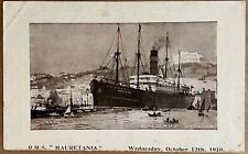 RMS Cunard Pannonia Ship Artist Signed Painting Antique Postcard 1910 picture