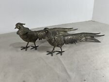 Antique Pair Of Oriental Pheasants Engraved Statue picture