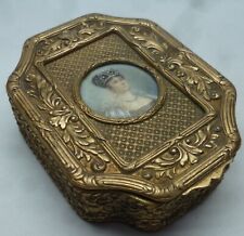 Antique Gilt Brass Box With Josefina Bonaparte Hand Painted  Portrait picture