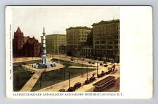 Buffalo NY-New York, Lafayette Square And Monument, Antique Vintage Postcard picture