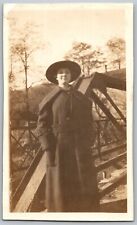 WWI Military Army Nurse Overcoat Bridge c1918 Original Antique Photograph picture