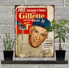 1950s Gillette Casey Stengel Razor  Advertising Metal Repro Sign 9x12 60084 picture