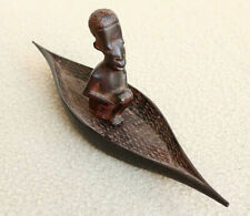 Carved Figure In Canoe Wood Native African Indigenous Estate Find Traveler WY picture