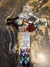 RARE PreciousMoments Highly Collectible Beautiful Hand-Painted Glass Cross AMIA picture