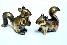 Vintage Brass Squirrel Miniature Figurines Set Of Two ~ 1.75” picture