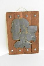 VTG Handcrafted Industrial Outsider Art Reclaimed Wood Metal Wall Hanging Man picture