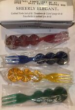 Tupperware Cocktail Sheerly Elegant Jewel Tone Forks Vintage Boxed Set New picture