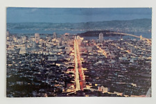Aerial View San Francisco at Night as seen from Twin Peaks California Postcard picture