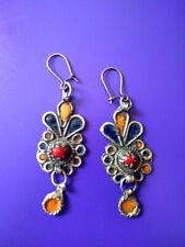 Antique berber silver enamel earrings with  bead ethnic gift for her picture