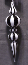Robert Stanley Glass Ornament Finial Striped Black & White 2 3/4