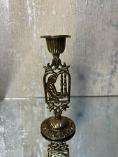 HEN-HOLON Vintage Solid Brass Shabbat Candle Holder  Israel picture