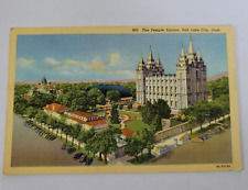 Vintage Linen Postcard The Temple Square Salt Lake City Utah picture
