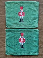 Vintage MCM Christmas Nutcracker Terry Cotton Dish Kitchen Hand Towel Set Of 2 picture