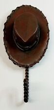Vintage Iron Cowboy Hat Western Coat Hook Rustic Farmhouse Early American Style picture