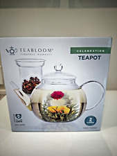 Tea Bloom Timeless Moments Celebration Flowering Glass Teapot 40oz New in Box picture