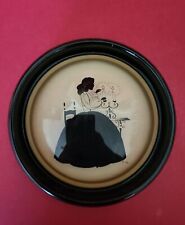 VTG Reverse Silhouette on Glass Woman Round Peter Watson Studio Hand Painted picture