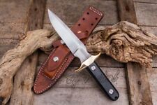 LOM HANDMADE D2 TOOL STEEL BLACK G-10 SURVIVAL HUNTING KNIFE WITH LEATHER SHEATH picture