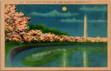 Vintage Washington Monument And Cherry Blossoms Washington DC Postcard D403 picture