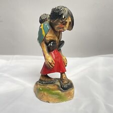 Antique Ceramic Handmade & Painted Native American Woman & Child 7” picture