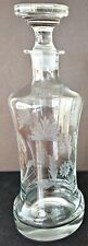 Vintage 1960s Leonard Clear Glass Decanter w/ Stopper Etched Summerfield Design picture