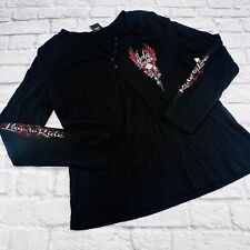 Harley Davidson Long Sleeve Henley Shirt 3XL Black Vigilante Metallic Ink picture