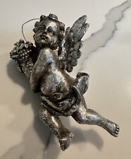 4 ½” Resin Silver Tone Cherub Angel Ornament Christmas Tree and Festive Displays picture