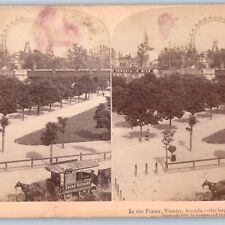 1898 Vienna Austria Prater Park Ferris Wheel Stereoview Photo Cacao Suchard V30 picture