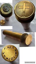 4.25” Catholic Brass Holy Water Sprinkler F.M.F.S. Vancouver Canada Church picture