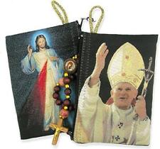 Divine Mercy Pope John Paul II Icon Tapestry Pouch Cross Charm Zipper 5.38 In picture