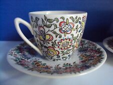 Pair of Vintage Chodziez Polish Hand Painted Demitasse 2 Cups and 2 Saucers picture