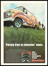 1974 Firestone Tires w/ Chevy Van-Vintage 70’s van photo print ad-Garage décor picture