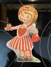 Vintage 1950s Die Cut Girl Mechanical Valentine Card - Used picture