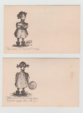 Little Girl, Lot of 4 Blank on Cardstock, Illustrations, Postcard 4642 picture