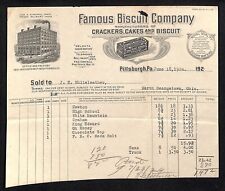 Famous Biscuit Co. Pitts. 1924 Billhead Whiteleather* N. Georgetown, OH Scarce picture