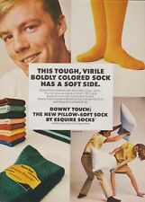 1967 Downy Touch Esquire Socks - Barefoot Girl Guy Pillow Fight - Print Ad Photo picture