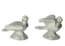 Pair Of Small White Enesco Porcelain Birds Made in Mexico 2