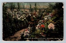 Detroit MI-Michigan, Interior Horticultural Building Belle Isle Vintage Postcard picture