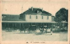 Horse & Buggy Outside the Tlemcen Railway Station Algeria Vintage Postcard picture