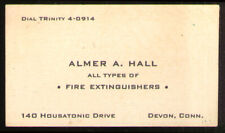 Almer A Hall Fire Extinguishers Devon CT business card ca 1940s picture