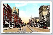 Trolley Cars Main Street Looking North From Public Square Lima Ohio P771 picture