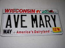 VINTAGE 2012 Wisconsin personalized license plate AVE MARY HAIL MOTHER JESUS picture