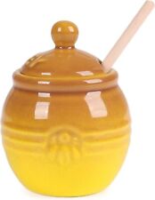 ZEBER Ceramic Honey Jar W/ Dipper and Lid Honey Pot Container Ceramic Honey Pot picture