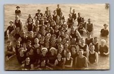 C.1910 RPPC MEN WOMEN TEENS SALTAIR BATHING SUITS GREAT SALT LAKE UT Postcard PS picture