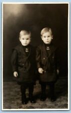 RPPC Postcard~ Adorable Young Twin Boys Dressed In Unique Attire  picture