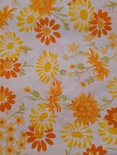 Vintage JC Penney Full FLAT Sheet Floral Orange Yellow Percale picture