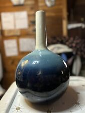 Vintage Chinese Long Neck VASE Blue Gradient Glaze Large Vase picture