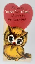 Valentine Card Baby Owl I'd Really Hoot and Howl 1940s Romantic Greeting picture