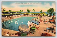 c1940s~Miami Beach Florida FL~Roney Plaza Cabana Sun Club~Pool~Vintage Postcard picture